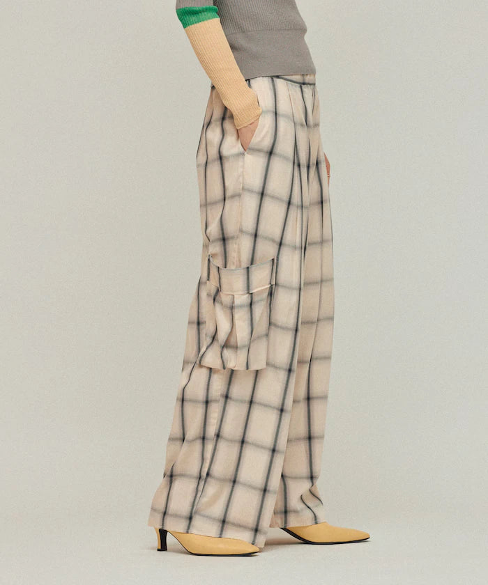 Ombre Check Easy Pants / Patch Pocket Wide Easy Pants