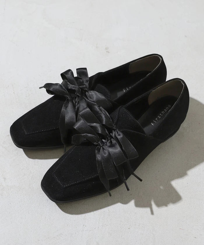 Suede-like Ribbon Lace-up Shoes (Available in sizes 22.5 to 24.5 cm)
