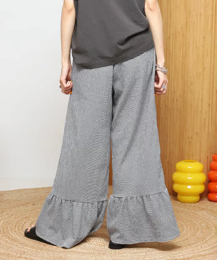 Wide Silhouette Tiered Check Easy Pants [Limited Edition]