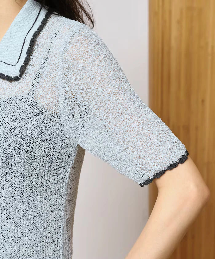 Color Embroidered Polo Collar Cardigan [Limited Edition]