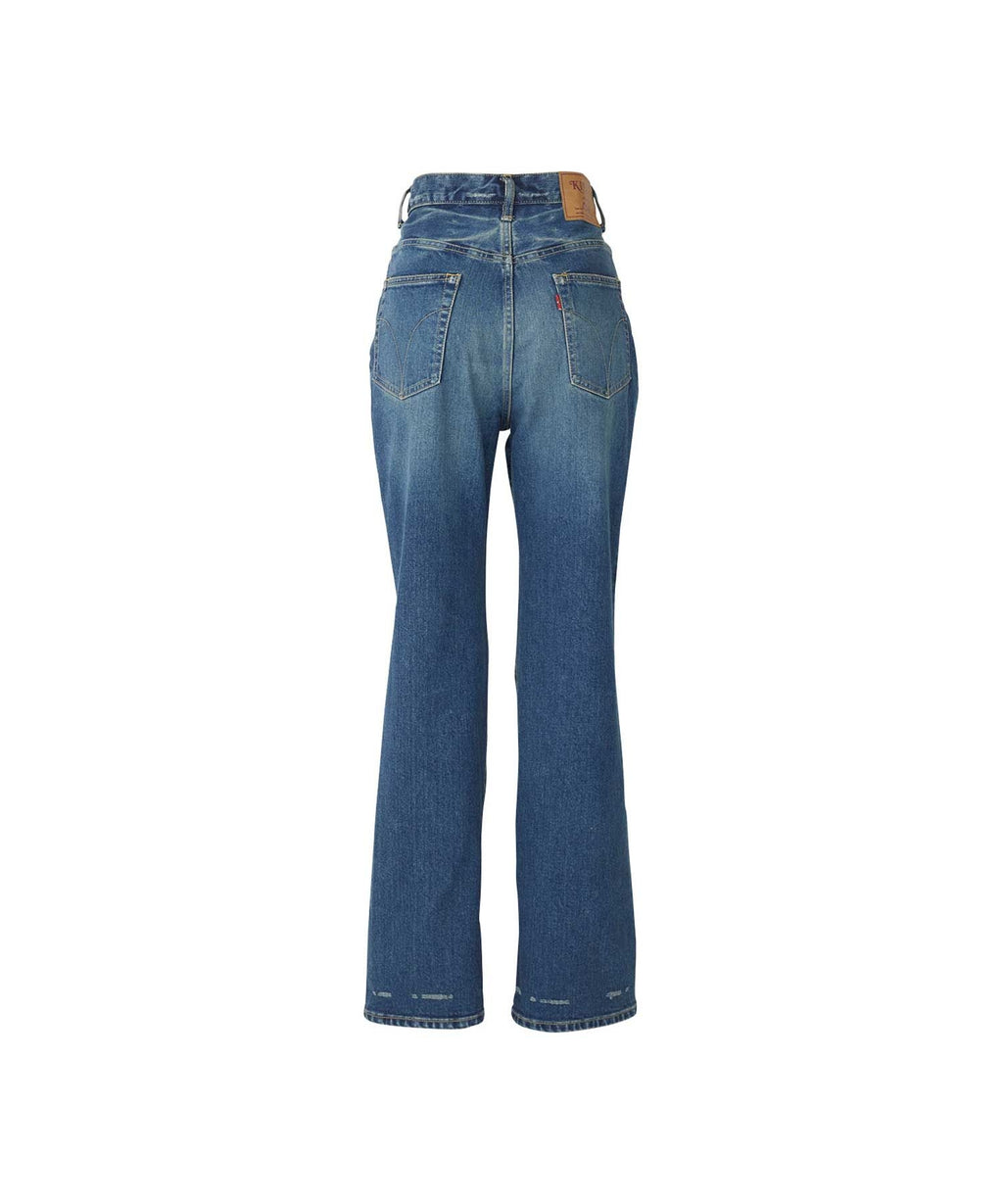 Hysteric Woman Scratch Stitch Embroidered Denim Flare Pants
