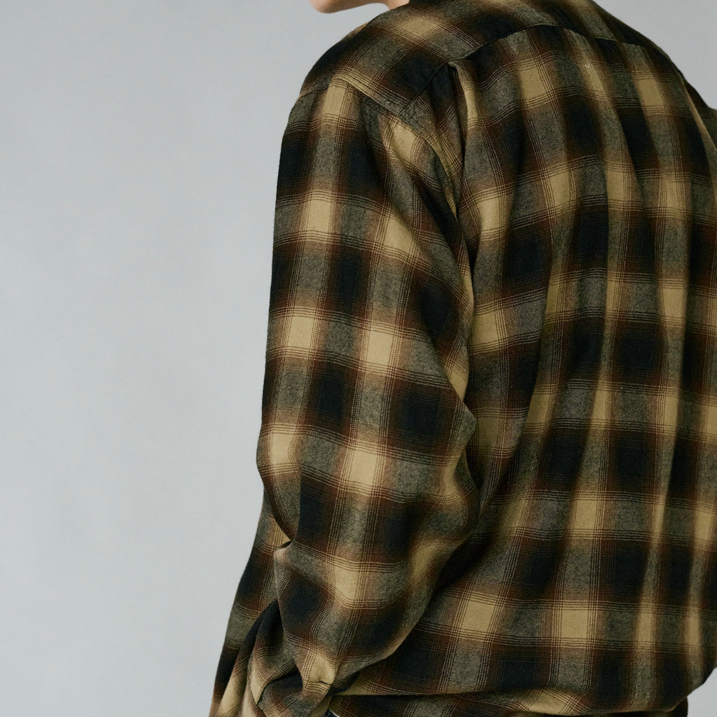 GL29548 / Super 120's WOOL CHECK OPEN SHIRT