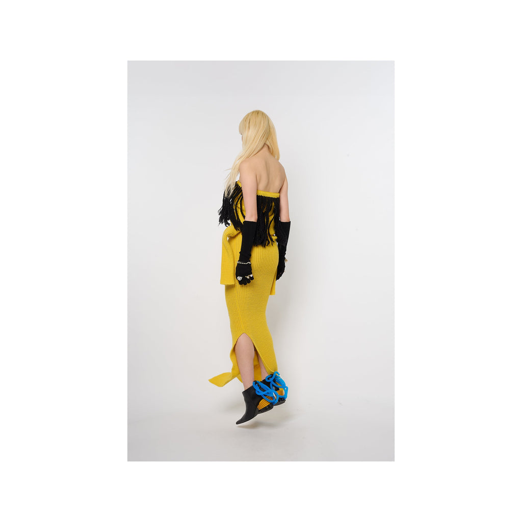 AIR DANCER KNIT DRESS / SCARF：YELLOW