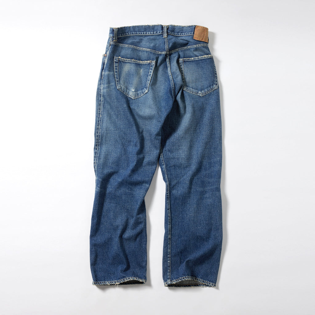 GL42473H / RECYCLED WASTE SUVIN COTTON YARN 11.5oz. DENIM 5POCKET STRAIGHT PANTS VINTAGE WASHED
