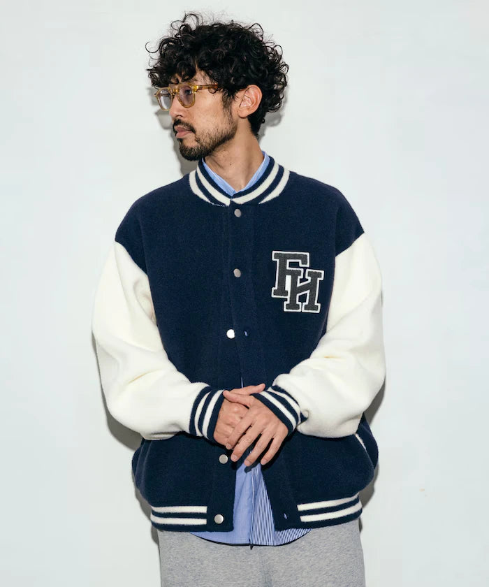 Relaxed Fit Logo Knit Varsity Jacket