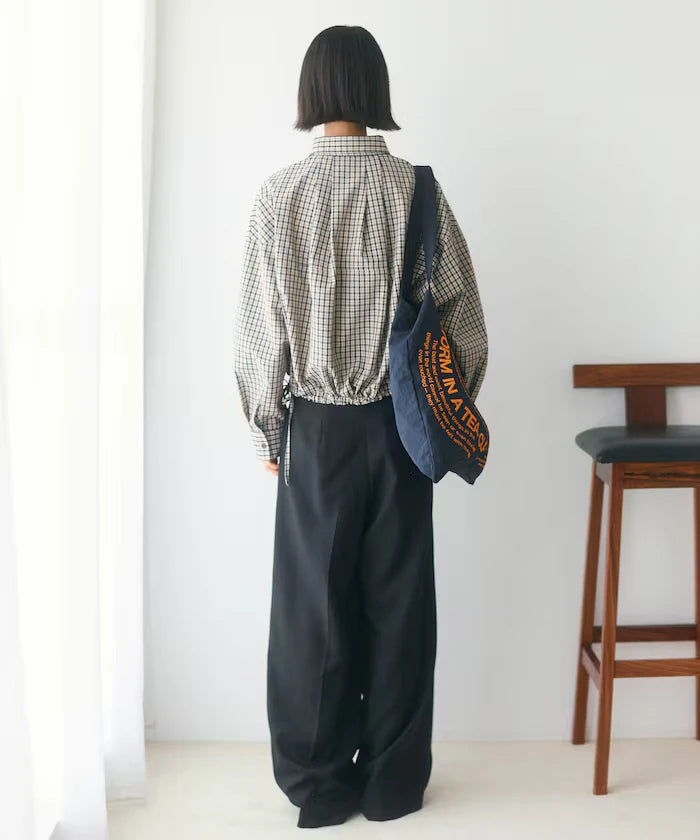 Hem Code Switch Short Length Long Sleeve Shirt