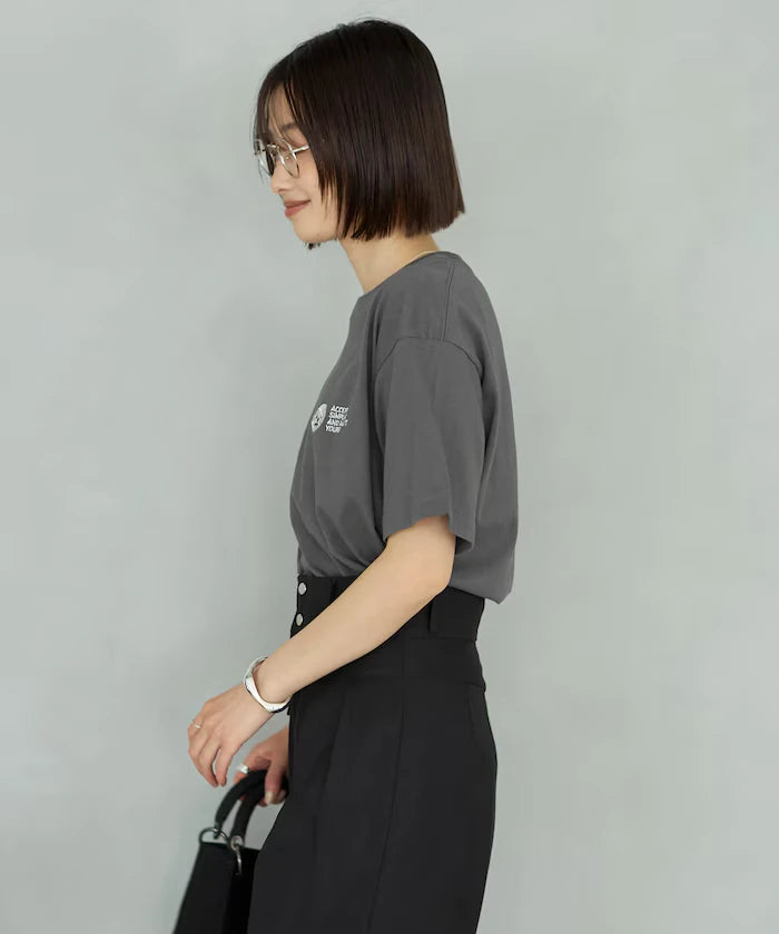 Organic Cotton One Point Animal Embroidery T-Shirt