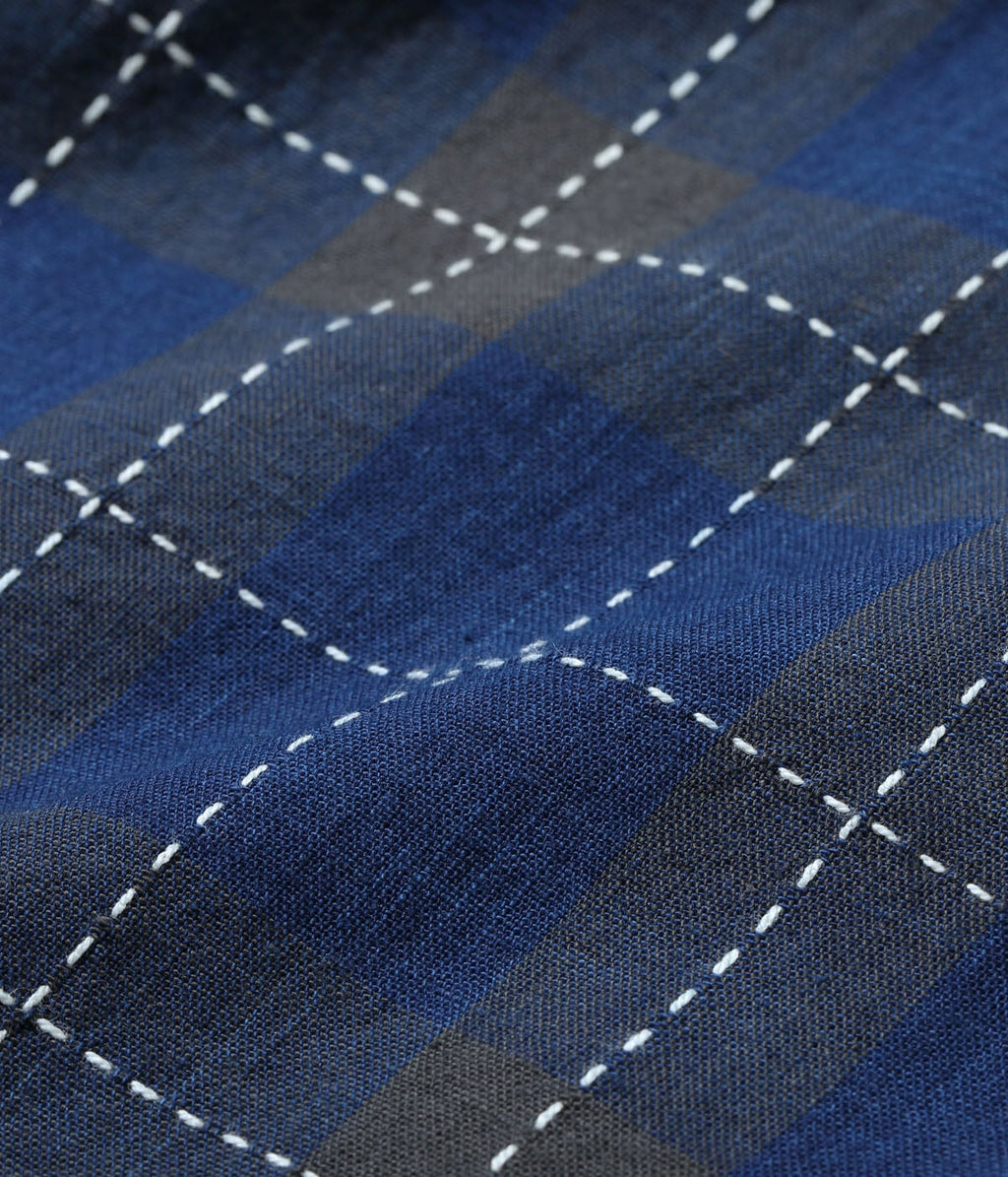 FICTION ROMANCE 5.5oz. INDIGO CHECK WORK SHIRT