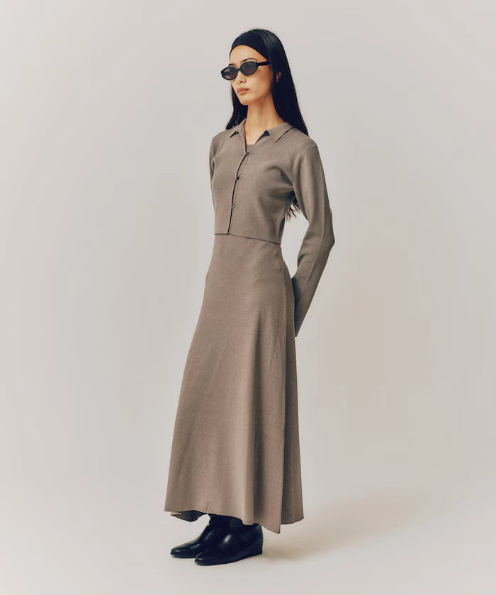 Functional Fabric Silk Blend Knit Ensemble Dress / Anti-Pill / Machine Washable