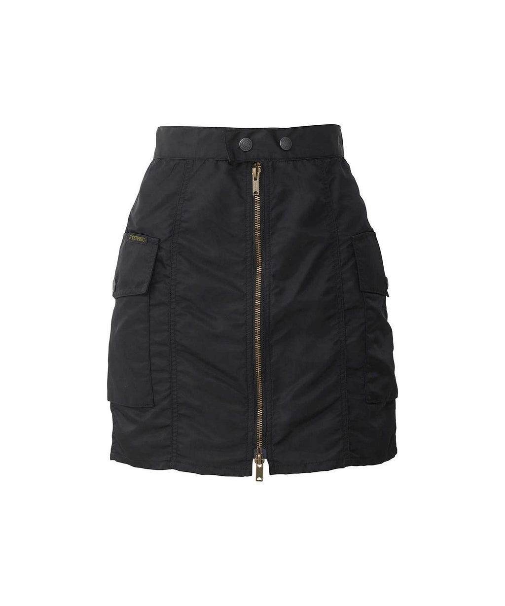 Front Zip Nylon Mini Skirt