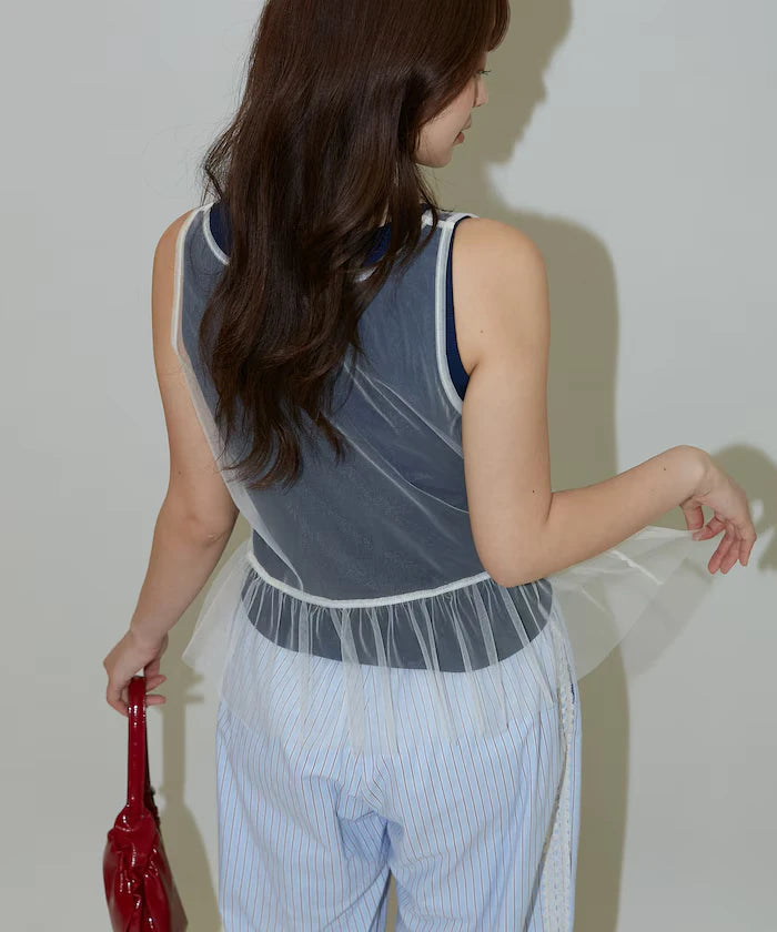 <Set Item> Tulle Layered Tank Top Limited Edition