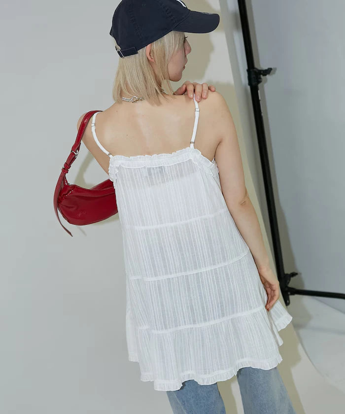 India Cotton Ruffle Tiered Camisole Mini Dress Limited Edition
