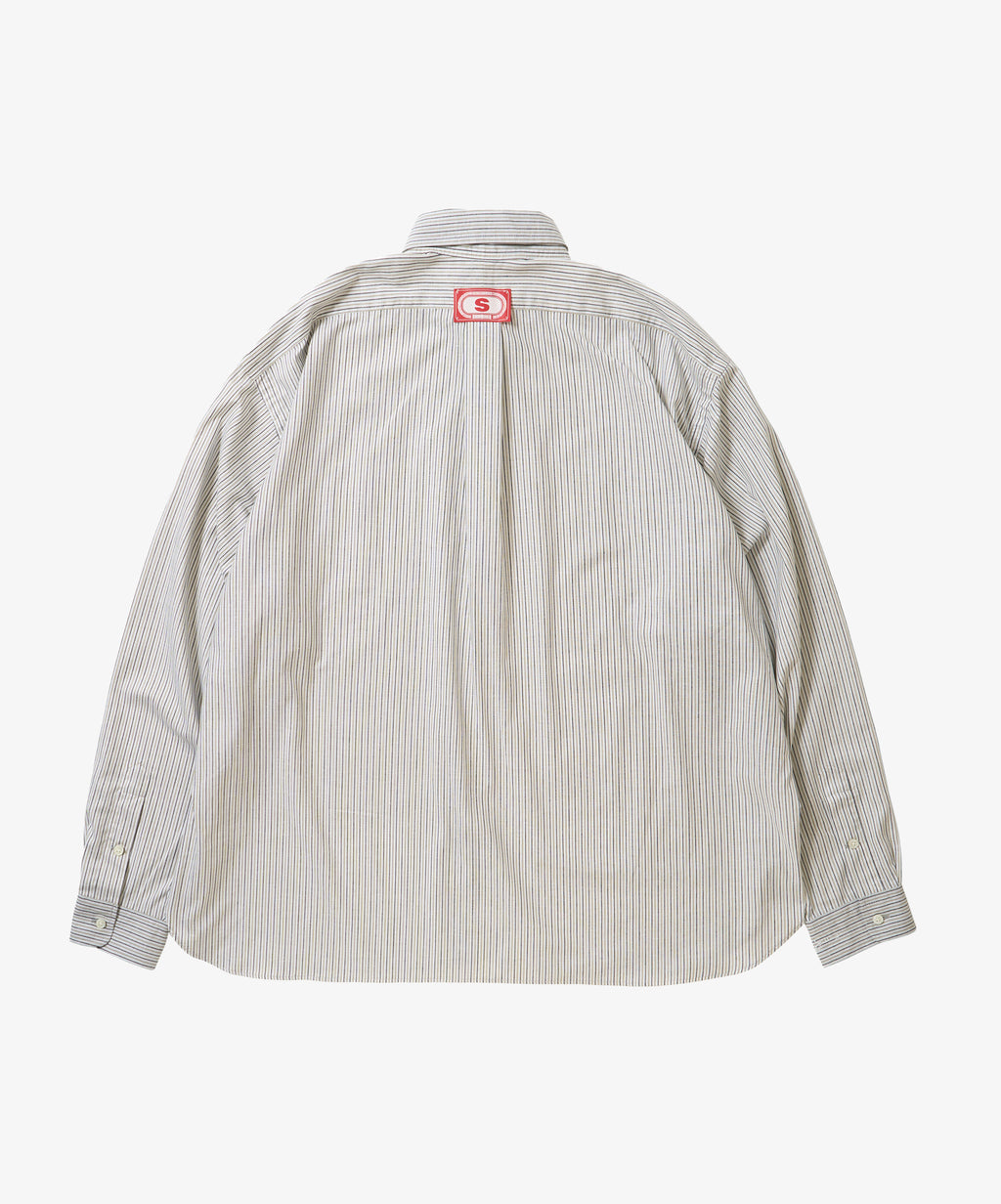 banshu ori wide shirt brown stripe