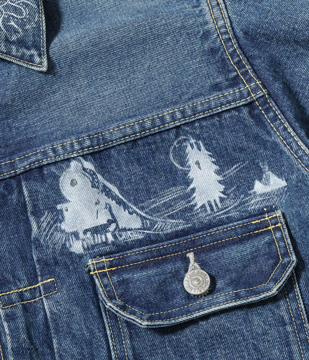 14.25oz. DENIM JACKET 1953 AGED MODEL CARTOON PAINT