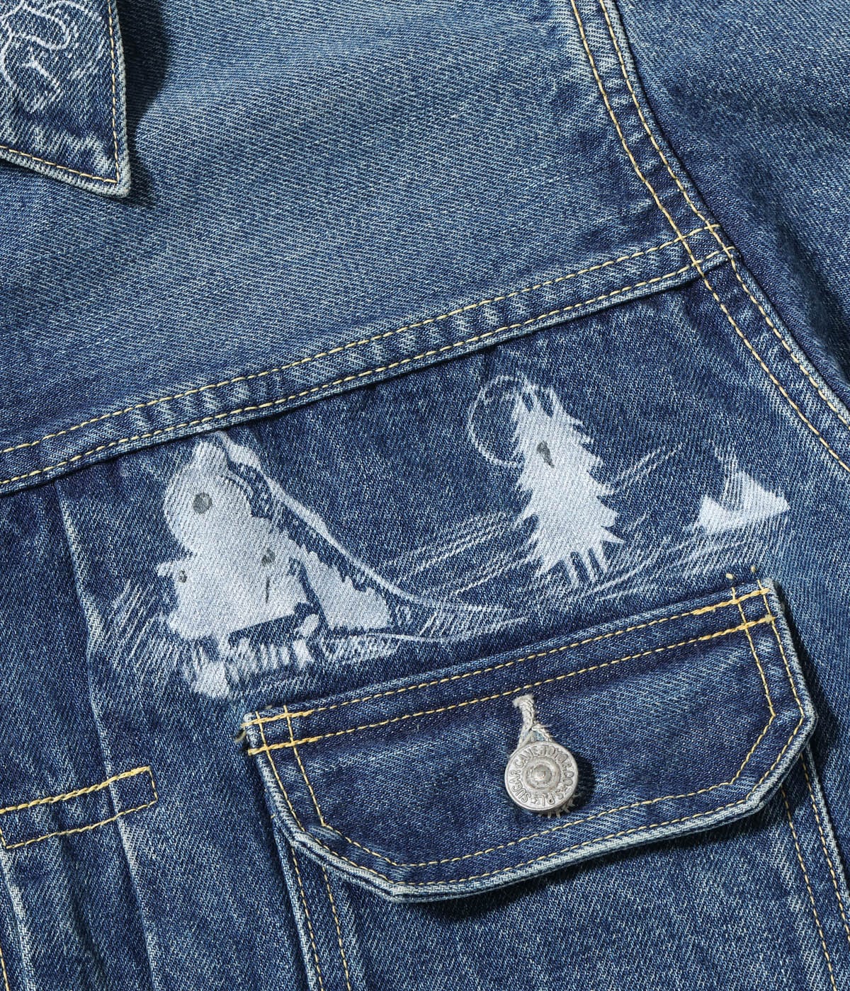 14.25oz. DENIM JACKET 1953 AGED MODEL CARTOON PAINT