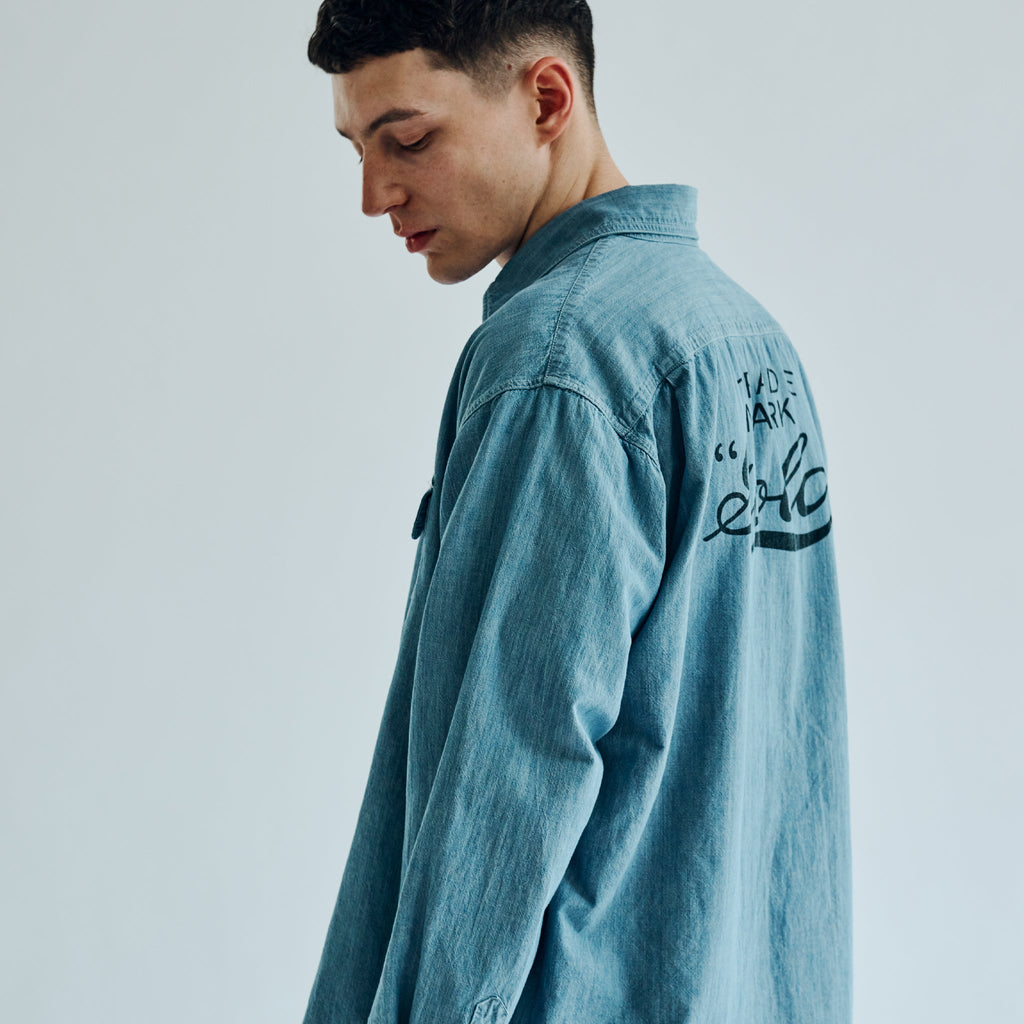 GL29189H / BLUE CHAMBRAY WORK SHIRT "gold" PRINTED