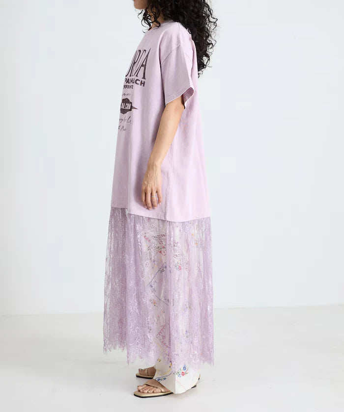 T-shirt lace docking one-piece