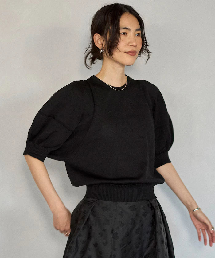 Japan Made Whole Garment Puff Sleeve Top