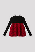 POTTERY HERRINGBONE LONG SLEEVE BUST FLARE TOP
