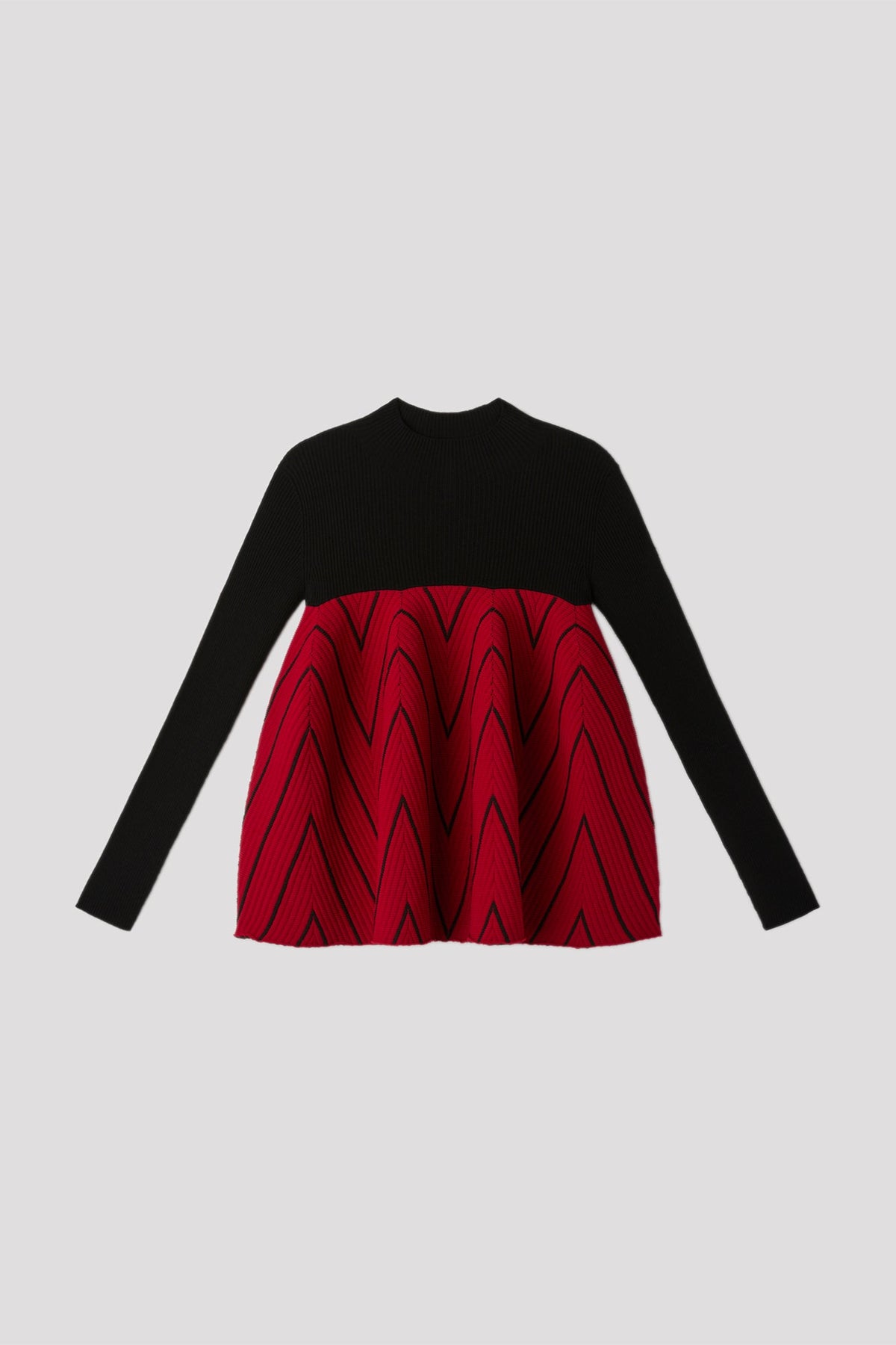 POTTERY HERRINGBONE LONG SLEEVE BUST FLARE TOP