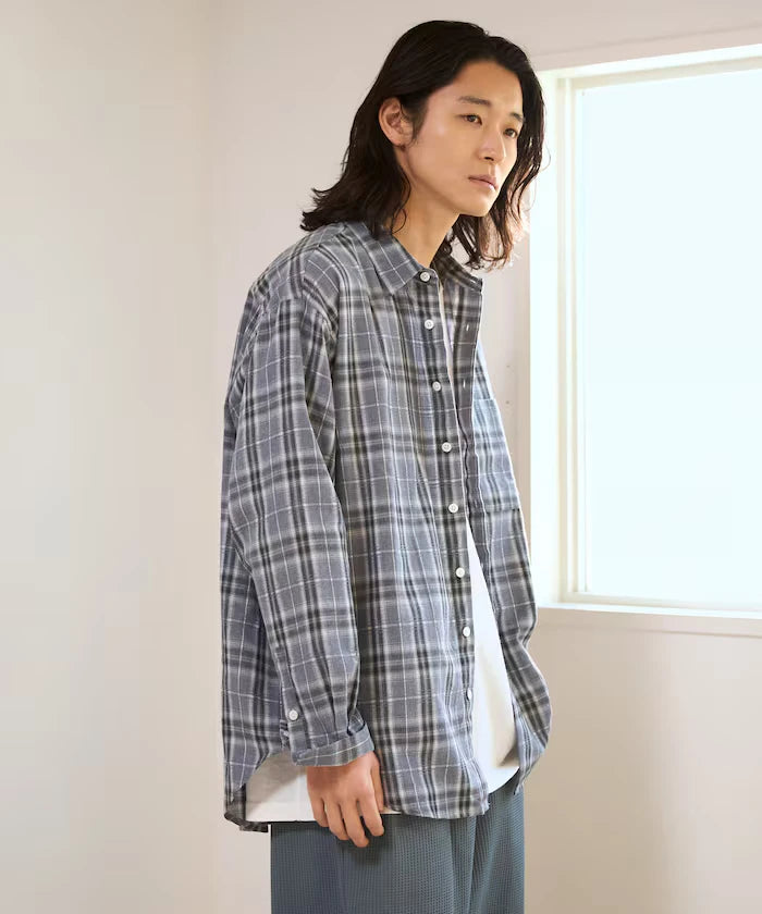Big Silhouette Ombre Check Shirt / Long Sleeve