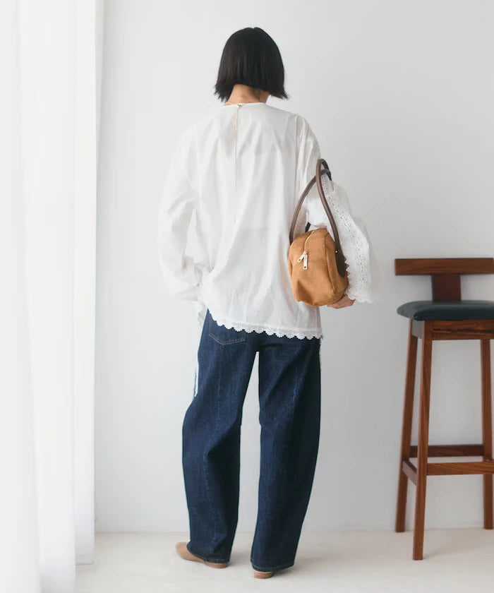 Lace Panel V-Neck Shirt