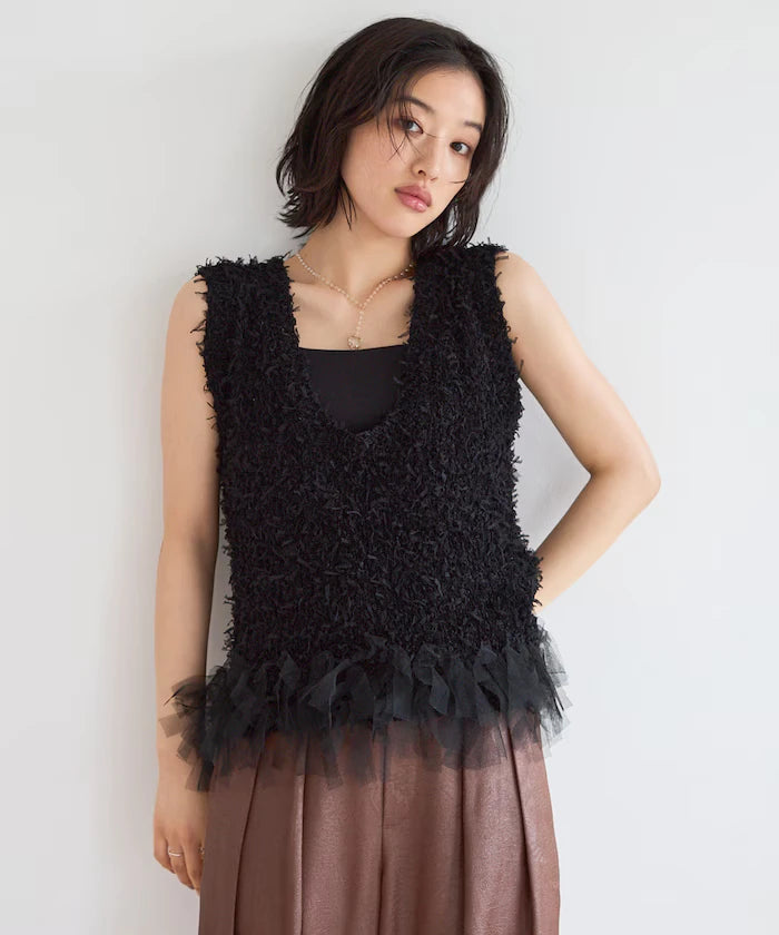 2WAY Fringe Hem Knit Vest