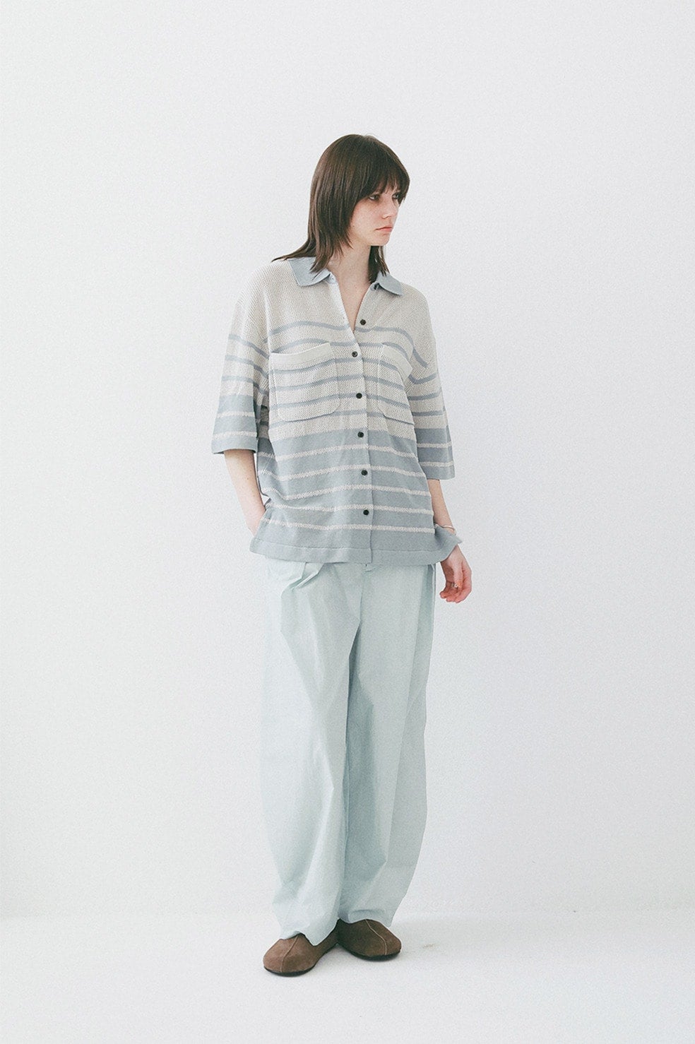 HALF SLEEVE OVER KNIT SHIRT