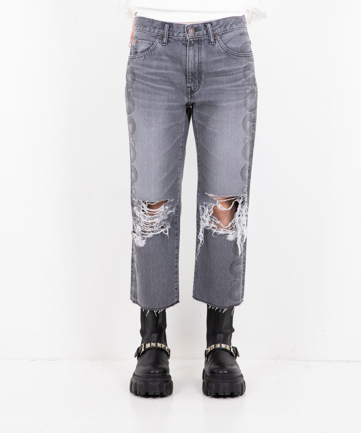 Snake Loop 8 Length Crushed Denim Pants