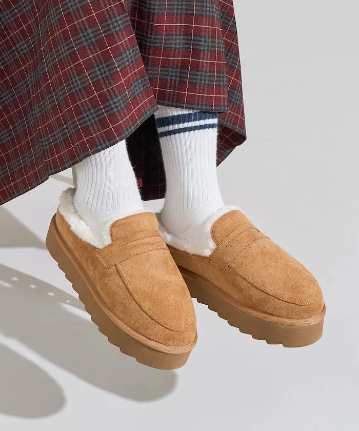Thick-soled eco-fur loafers