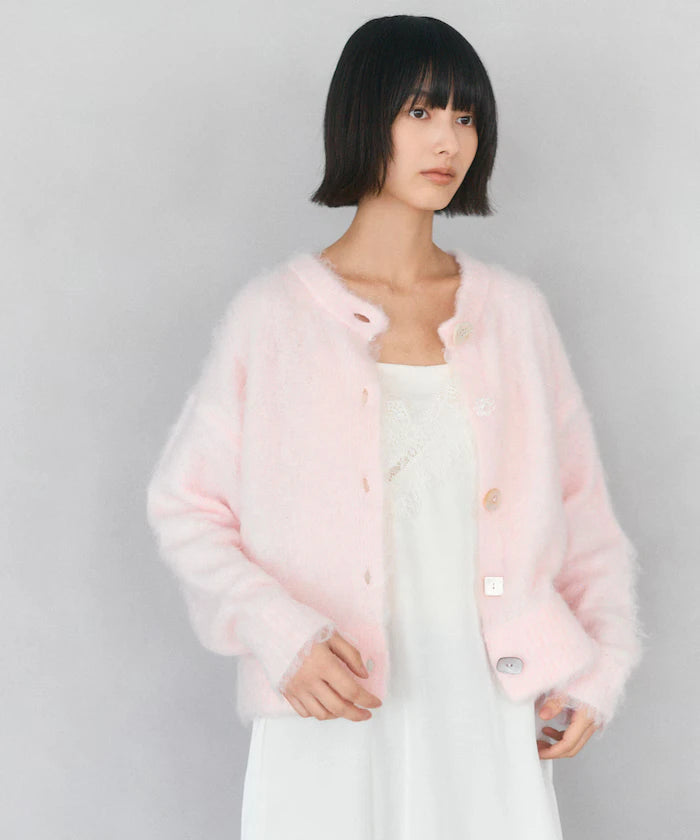 Variation Button Shaggy Knit Cardigan