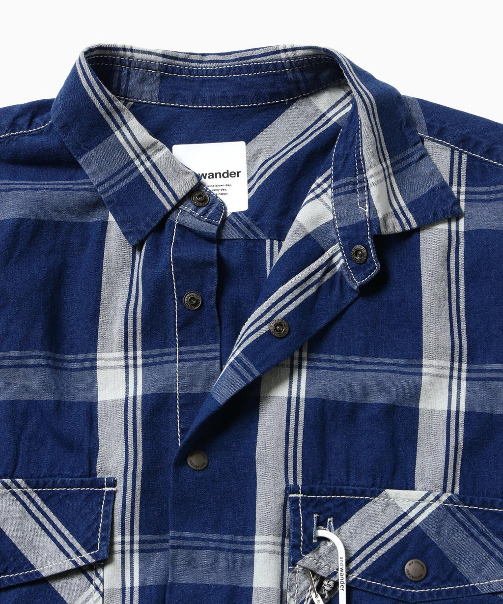 indigo check SS shirt (M)