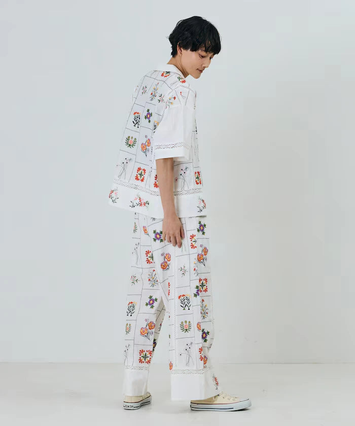 Patchwork Flower Embroidery Shirt
