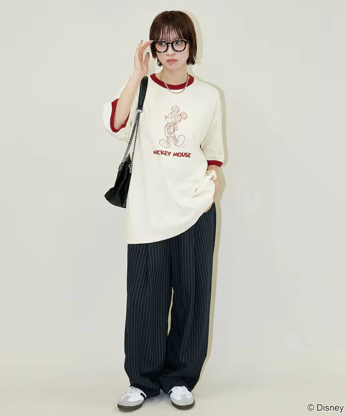 <Functional Material>Mickey Mouse/Sketch Ringer T-Shirt Limited Edition