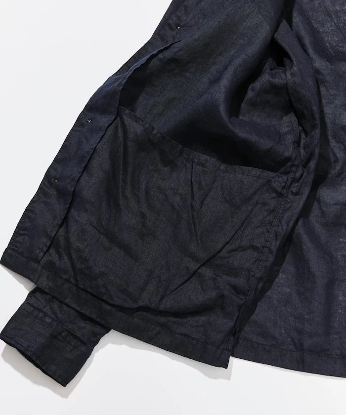 Linen Open Collar Long Sleeve Shirt