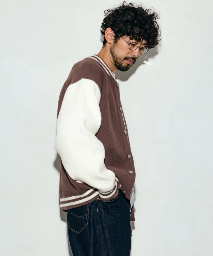 Relaxed Fit Logo Knit Varsity Jacket