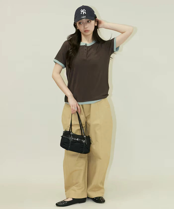 Layered-style Henley Neck T-shirt Limited Edition