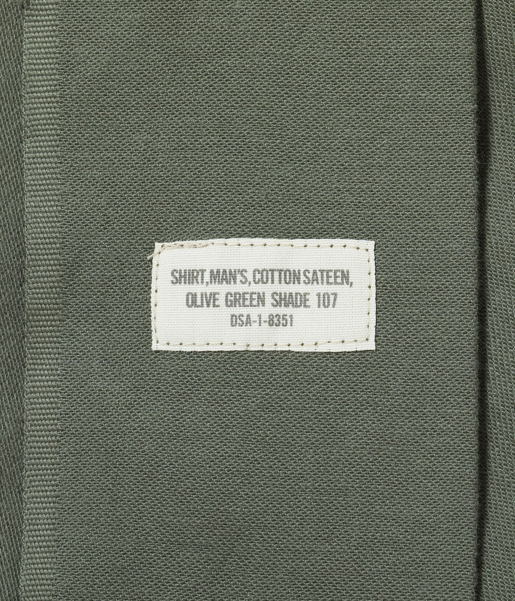 Shirt Man's Cotton Sateen Olive Green Shade107 "Demilitarized Zone"