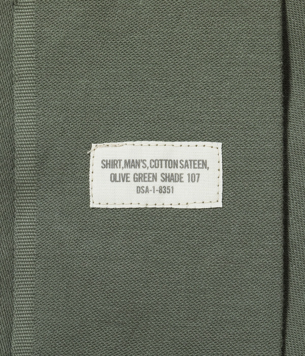 Shirt Man's Cotton Sateen Olive Green Shade107 "Demilitarized Zone"