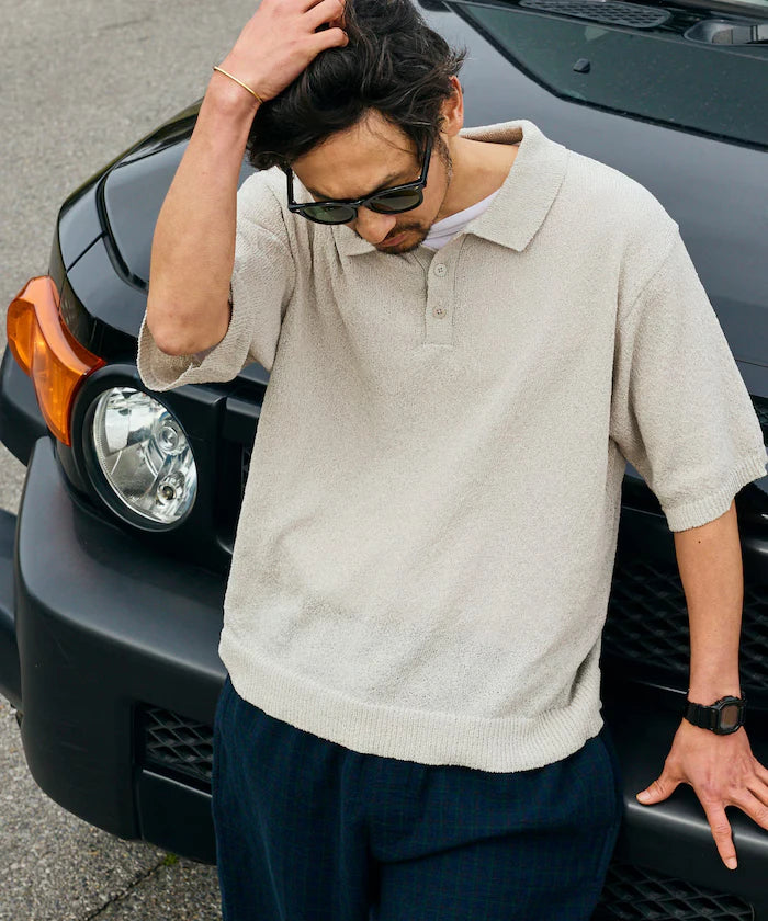 Dry Touch Boucle Yarn Knit Polo Shirt
