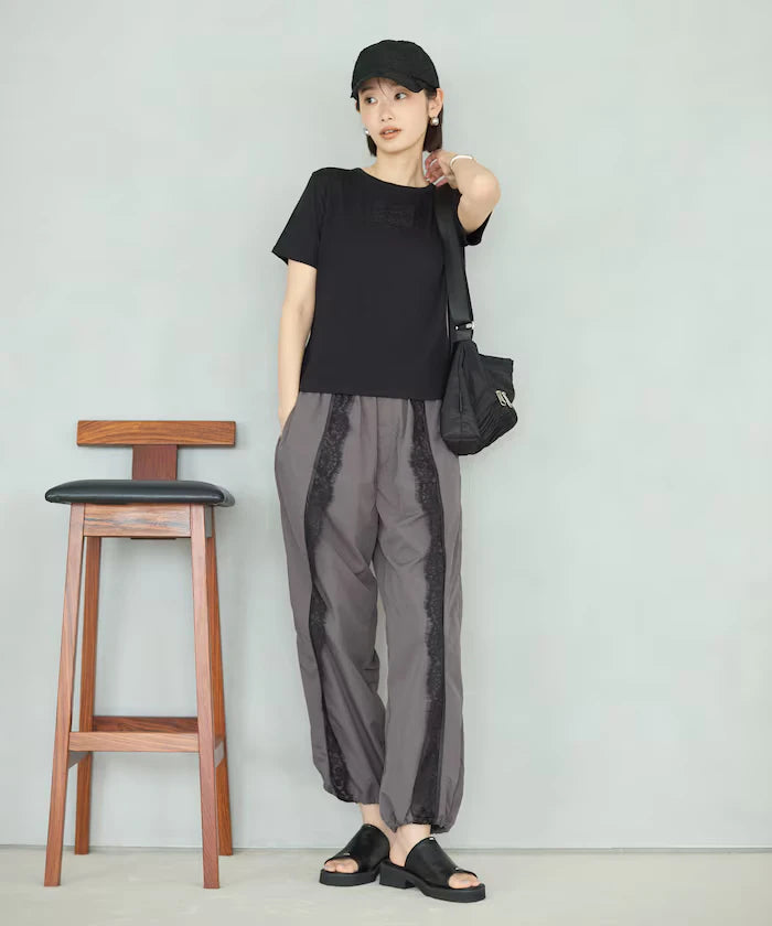 Lace Applique Cotton Modal T-Shirt