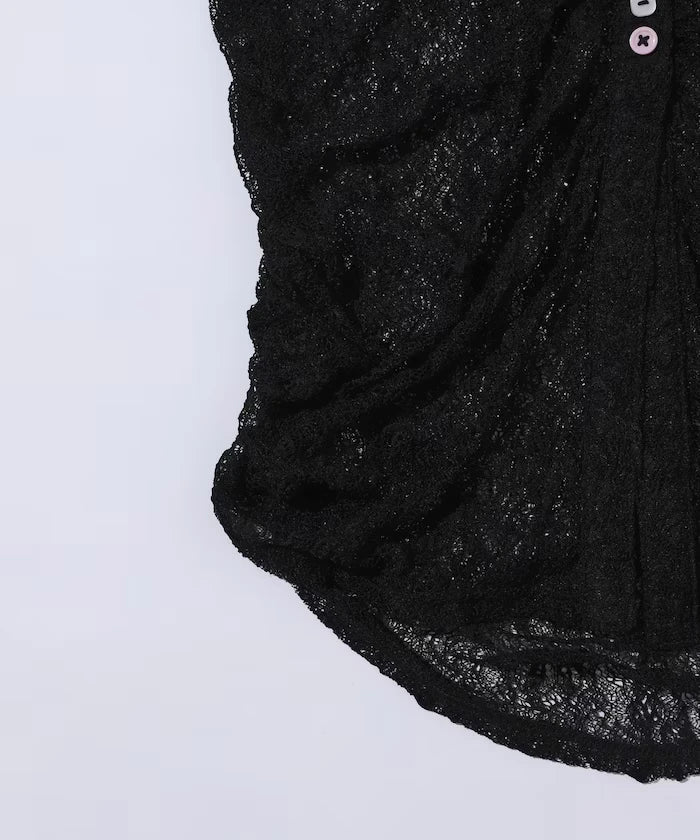 Many Button Lace Shirring Cardigan