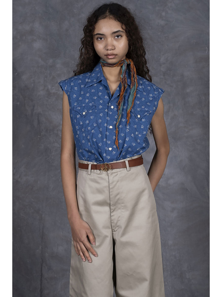 Dobby Stripe IDG Discharge pt Love-ly Western Shirt