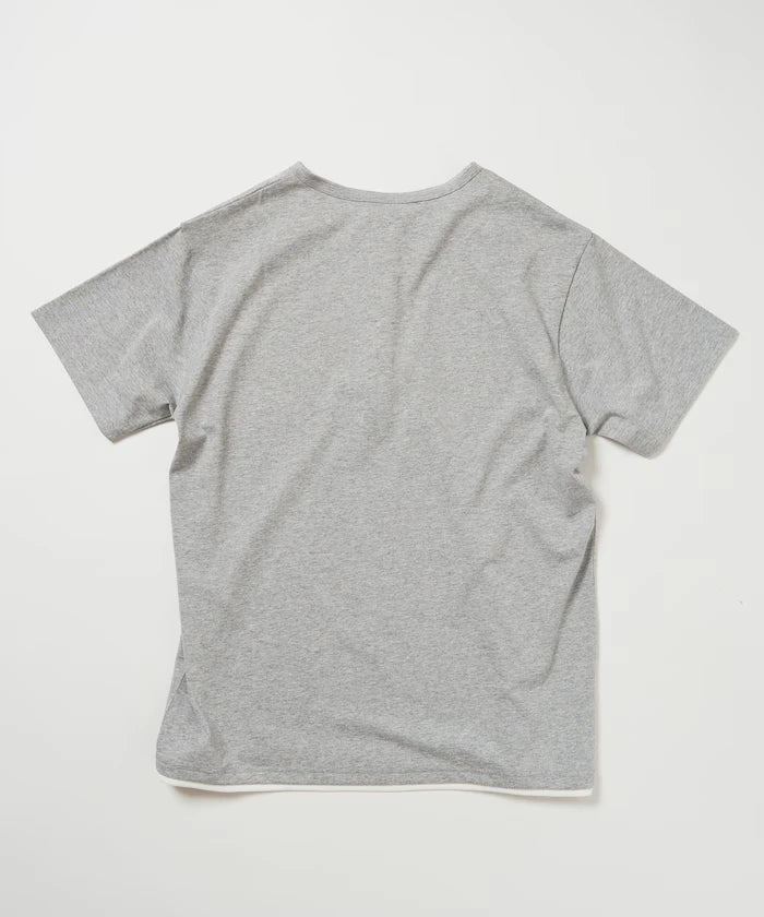 Fake Layered Henry Neck Cut-and-sew Short Sleeve T-shirt [Limited Edition]