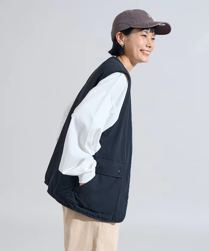 Cotton Nylon Twill Reversible Boa Vest