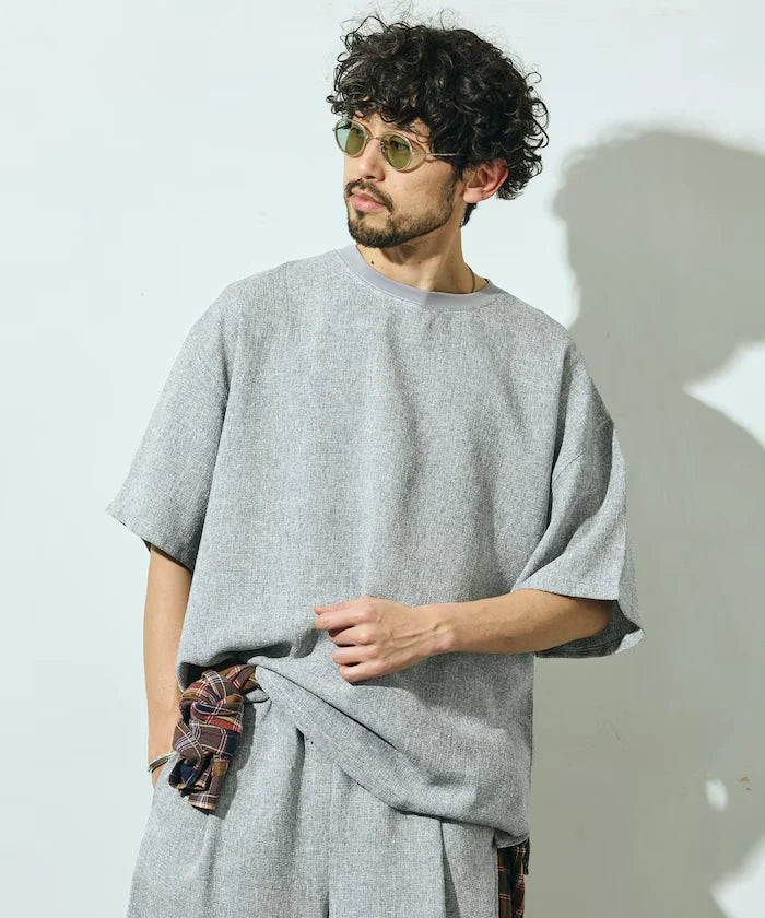 Dry Touch Summer Tweed Short Sleeve Crew Neck