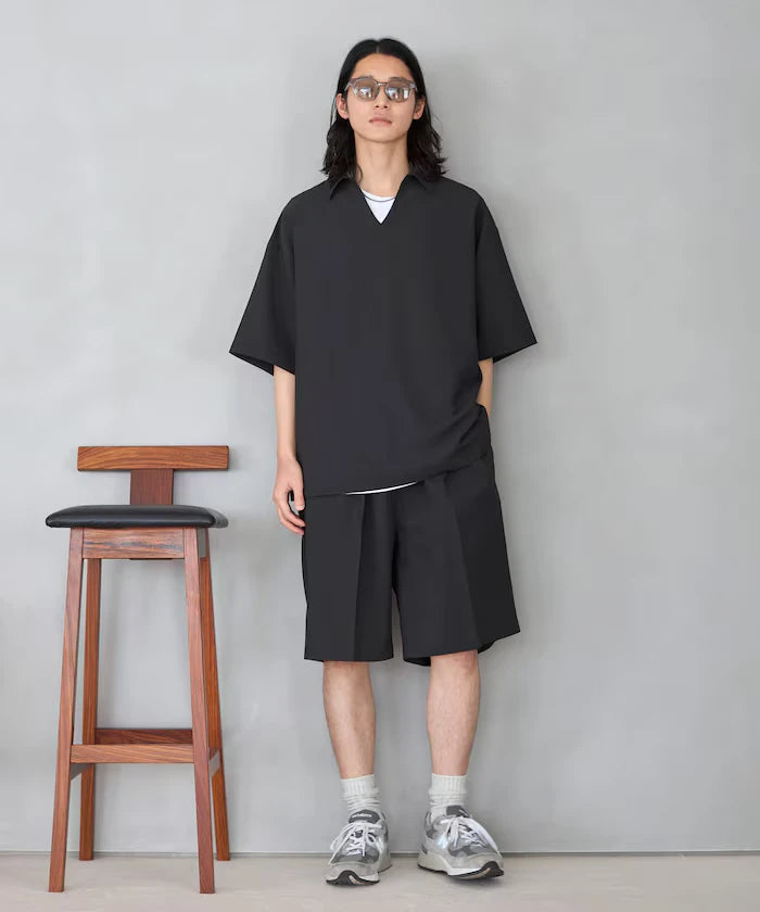 Functional Fabric Pullover Short Sleeve Shirt Set 3-piece Set / Washable / UV Cut / Quick Dry / Cool Touch