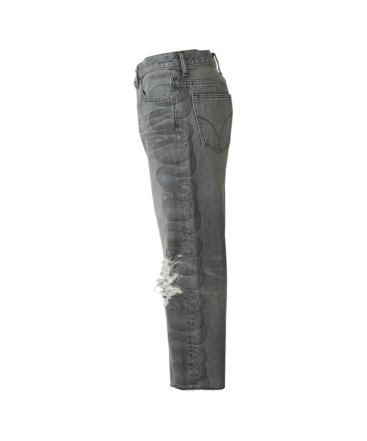 Snake Loop 8 Length Crushed Denim Pants