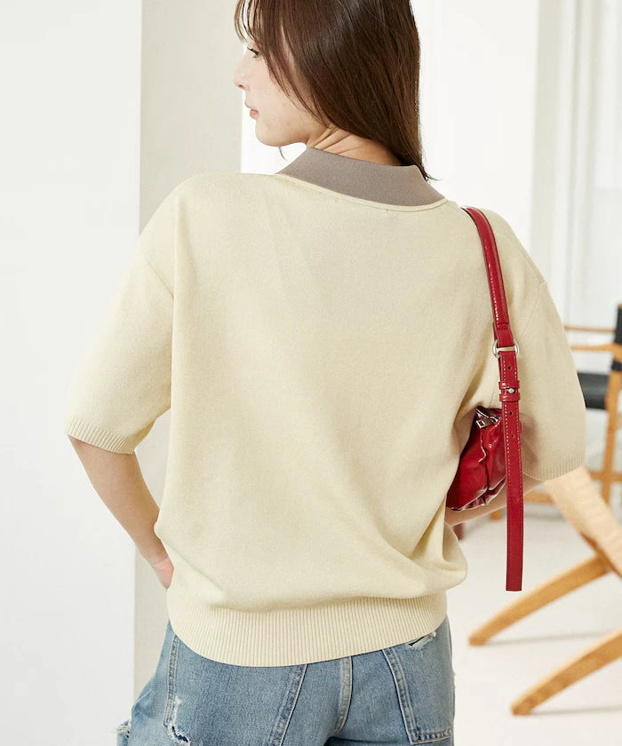 Color Scheme 2-Panel Collar Short Sleeve Knit Polo Shirt Limited Edition