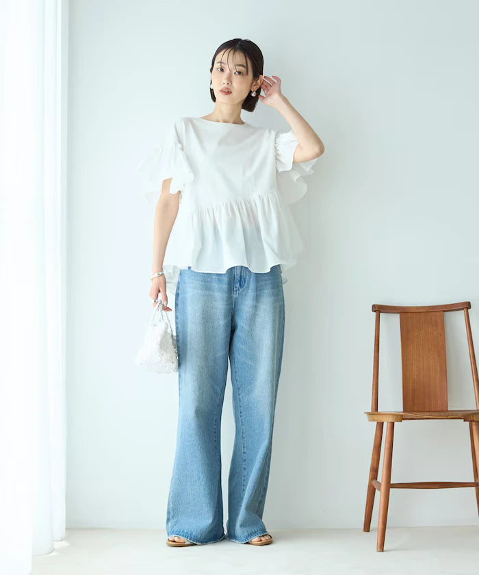 Organic Cotton Frill Sleeve T-shirt